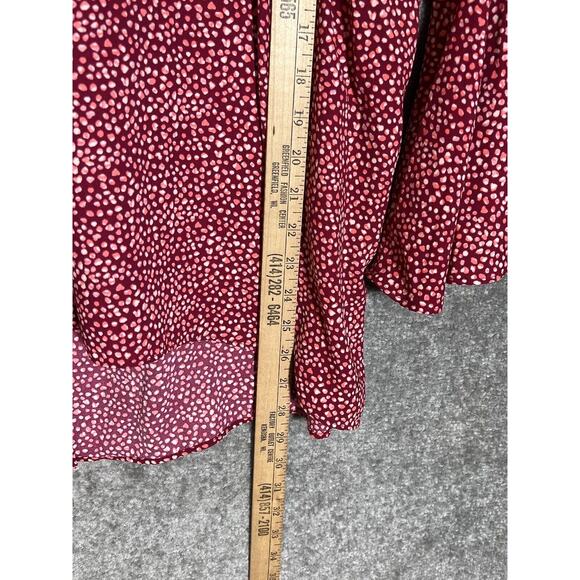 LC Lauren Conrad Ruffle Bell Sleeve Split Back Top Womens Size‎ XL Red Keyhole - Picture 8 of 8